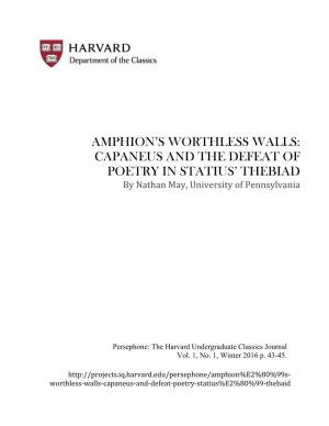 Amphion's Worthless Walls: Capaneus and the Defeat of Poetry