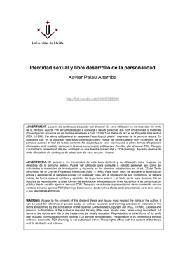 Identidad Sexual Y Libre Desarrollo De La Personalidad Xavier Palau Altarriba