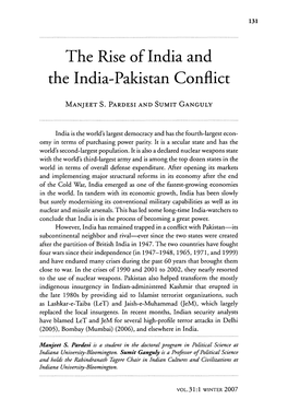 Rise of India and the India-Pakistan Conflict