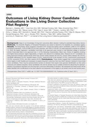 Outcomes of Living Kidney Donor Candidate Evaluations in the Living