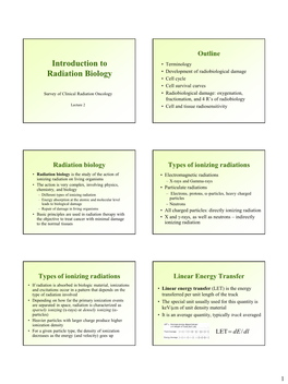 Introduction to Radiation Biology