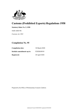 Customs (Prohibited Exports) Regulations 1958