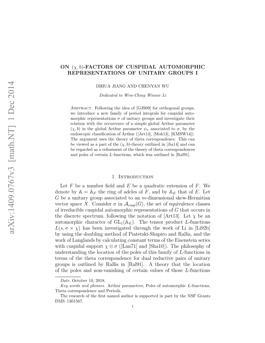 On $(\Chi, B) $-Factors of Cuspidal Automorphic Representations Of