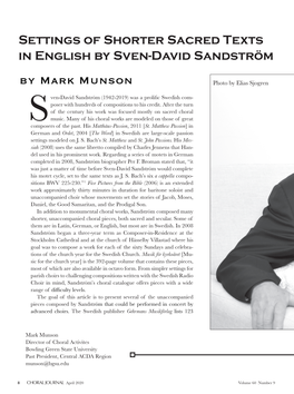 Settings of Shorter Sacred Texts in English by Sven-David Sandström