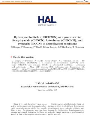 Hydroxyacetonitrile (HOCH2CN)