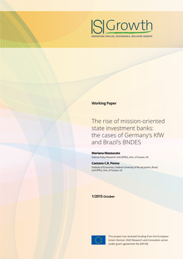 The Rise of Mission-Oriented State Investment Banks: the Cases of Germany’S Kfw and Brazil’S BNDES