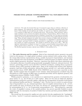 PROJECTIVE LINEAR CONFIGURATIONS VIA NON-REDUCTIVE ACTIONS 3 Do Even for the Study of Low-Dimensional Smooth Projective Geometry