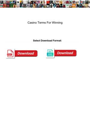 Casino Terms for Winning