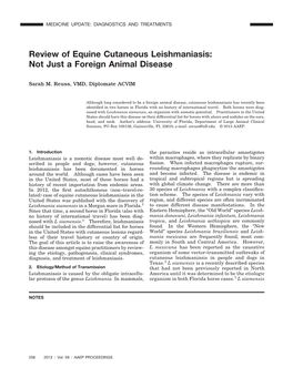 Review of Equine Cutaneous Leishmaniasis: Not Just a Foreign Animal Disease
