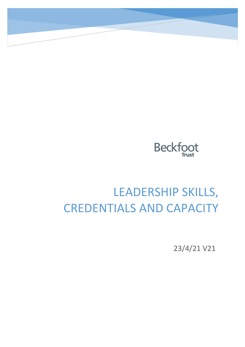 Draft Beckfoot Trust Governance Credentials 23-4-21