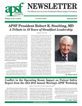 NEWSLETTER the Official Journal of the Anesthesia Patient Safety Foundation