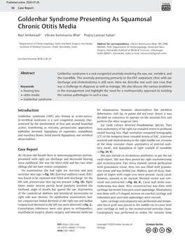 Goldenhar Syndrome Presenting As Squamosal Chronic Otitis Media