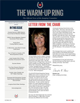LETTER from the CHAIR in THIS ISSUE Introduced Individual Final Format at This Year’S WEG