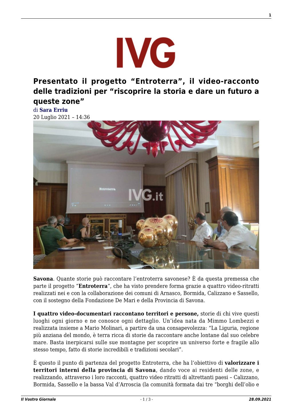 Il Vostro Giornale - 1 / 3 - 28.09.2021 2