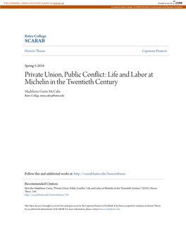 Life and Labor at Michelin in the Twentieth Century Madeleine Curtis Mccabe Bates College, Mmccabe@Bates.Edu