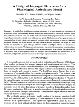 A Design of Laryngeal Structures for a Physiological Articulatory Model