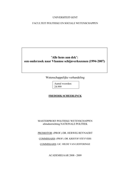 Een Onderzoek Naar Vlaamse Schijnverkozenen (1994-2007)