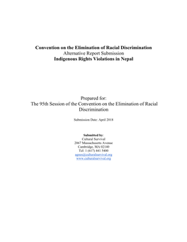 Convention on the Elimination of Racial Discrimination Alternative Report Submission Indigenous Rights Violations in Nepal