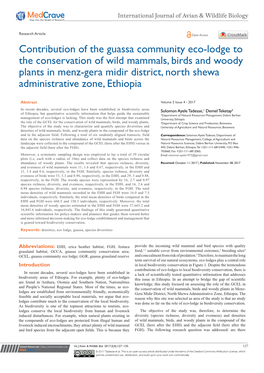 Contribution of the Guassa Community Eco-Lodge to the Conservation of Wild Mammals, Birds and Woody Plants in Menz-Gera Midir Di