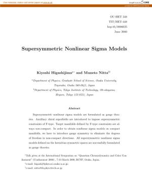 Supersymmetric Nonlinear Sigma Models
