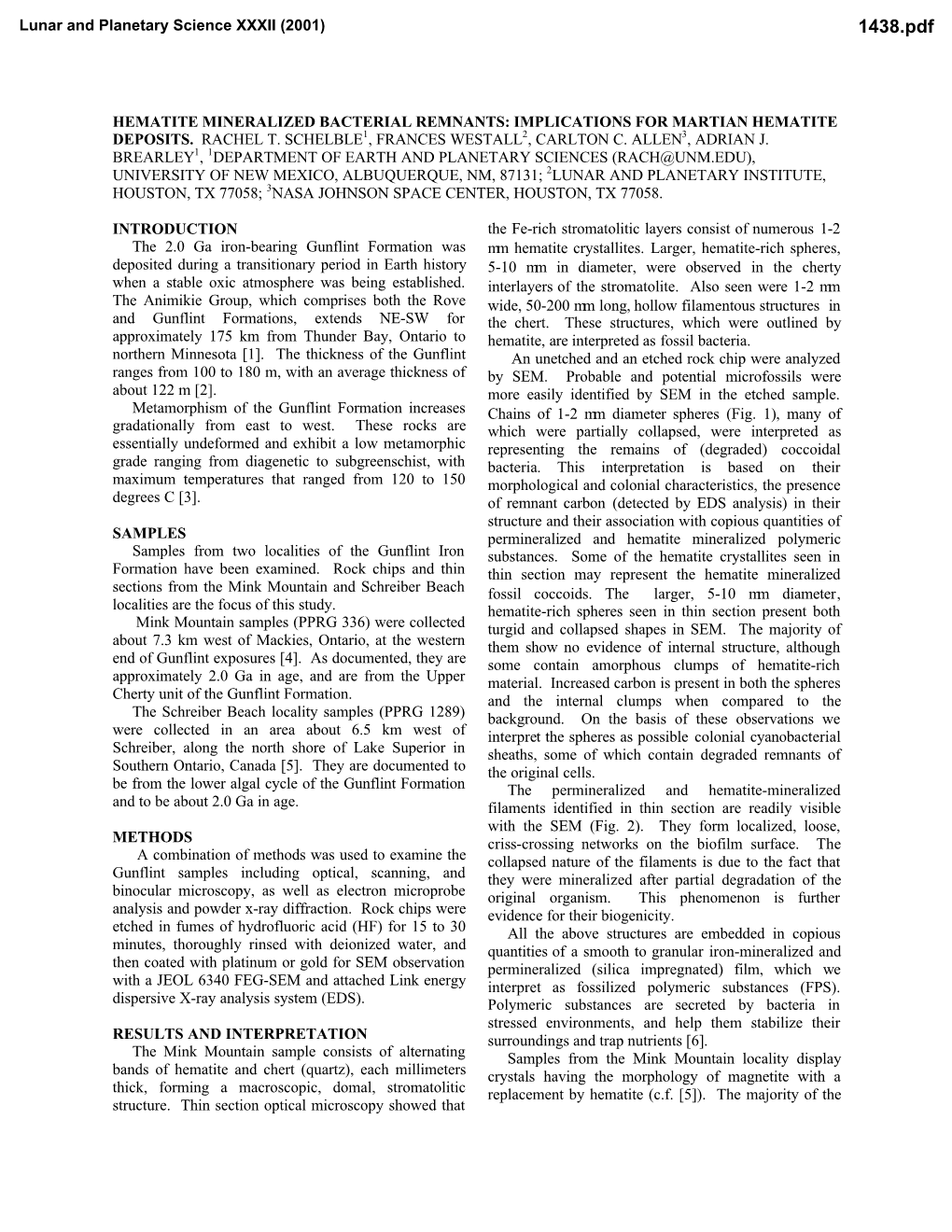 Hematite Mineralized Bacterial Remnants: Implications for Martian Hematite Deposits