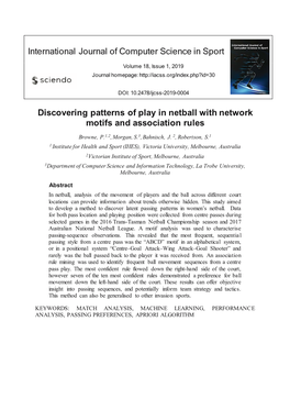 International Journal of Computer Science in Sport Discovering
