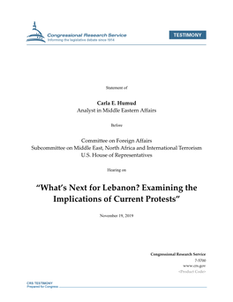 What's Next for Lebanon?