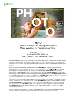 The First Survey of All Photographic Works Made by Artists for Parkett Since 1984