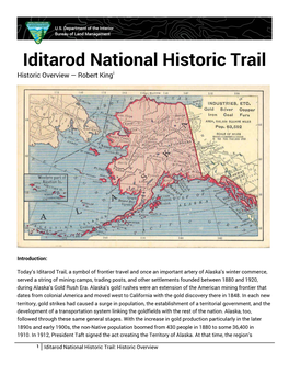 Iditarod National Historic Trail I Historic Overview — Robert King