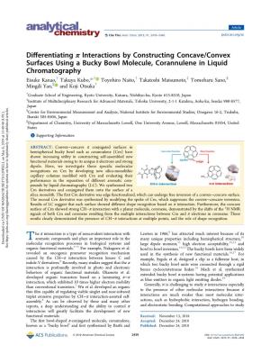 Differentiating Π Interactions by Constructing Concave/Convex Surfaces Using a Bucky Bowl Molecule, Corannulene in Liquid Chrom