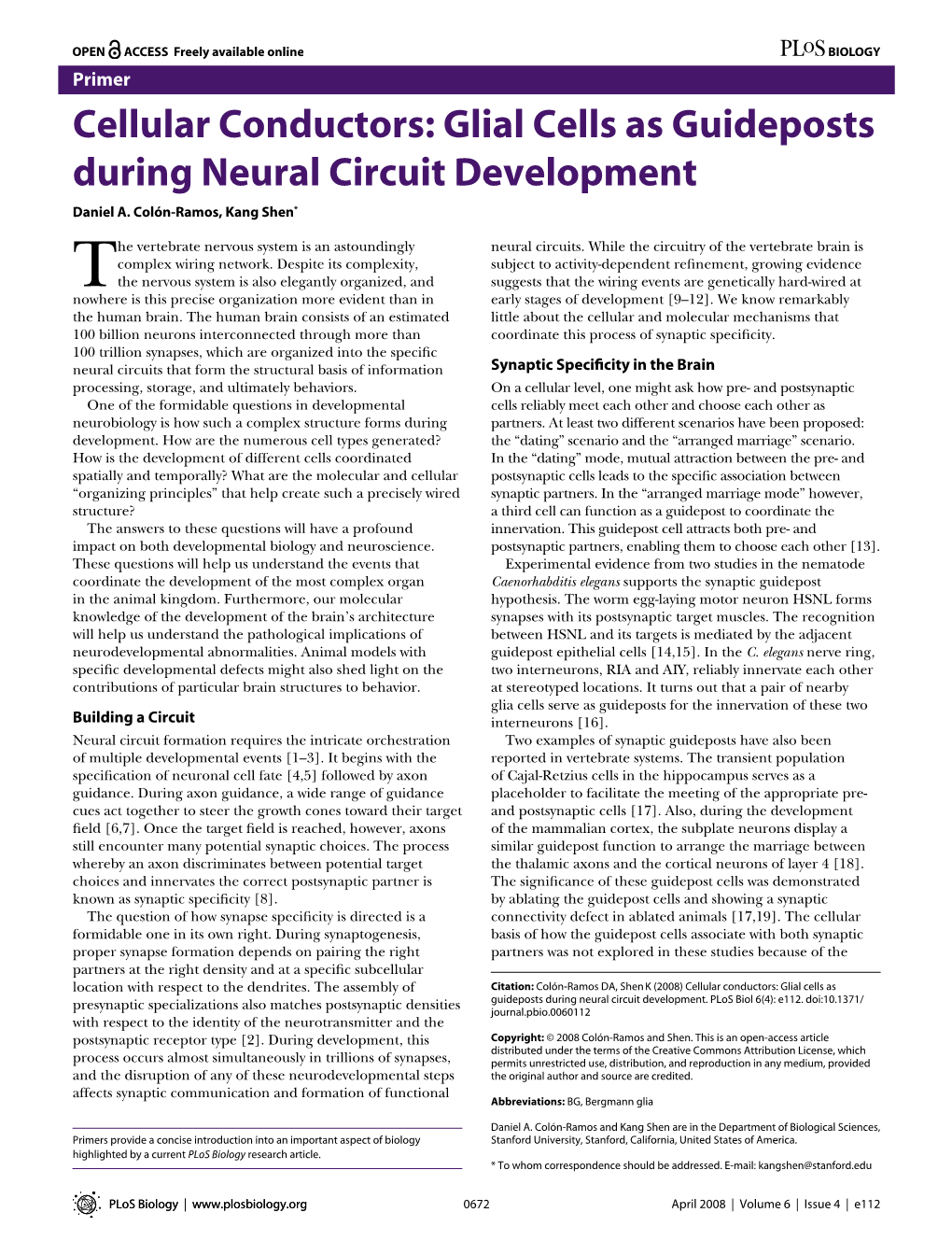 Glial Cells As Guideposts During Neural Circuit Development Daniel A