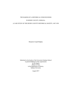 A Case Study of the Henry County Historical Society, 1887-1950