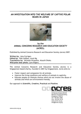 An Investigation Into the Welfare of Captive Polar Bears in Japan