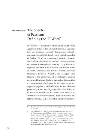 The Specter of Fascism: Defining the “F-Word”