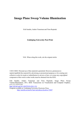 Image Plane Sweep Volume Illumination