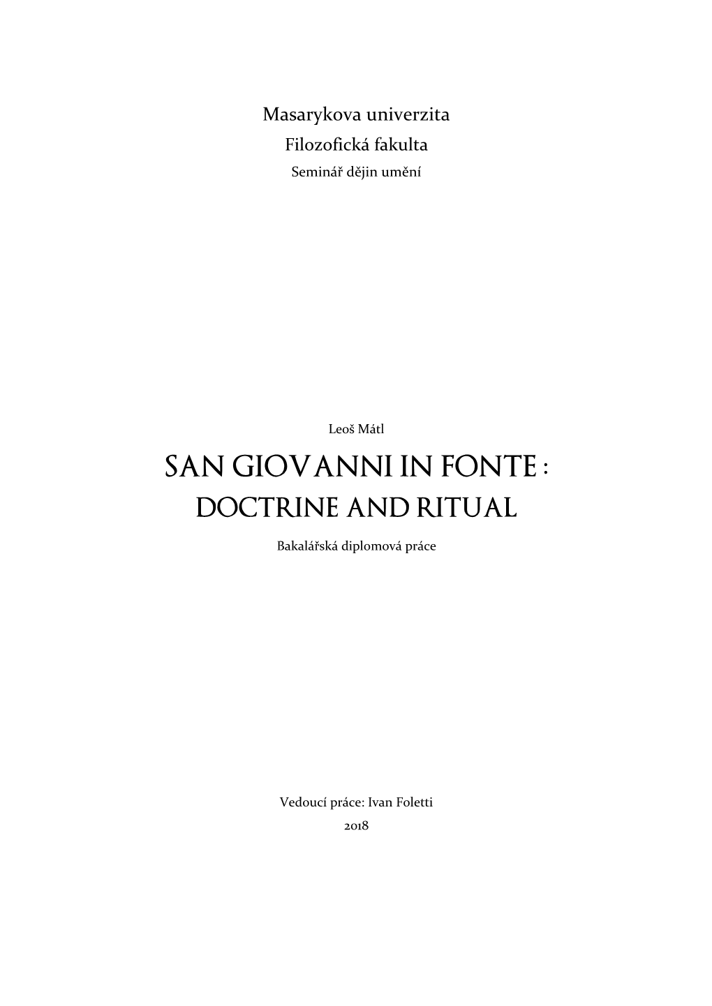 San Giovanni in Fonte : Doctrine and Ritual