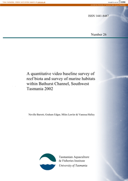 Bathurst Channel Video Baseline Final Report For