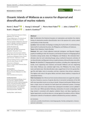 Oceanic Islands of Wallacea As a Source for Dispersal and Diversification of Murine Rodents