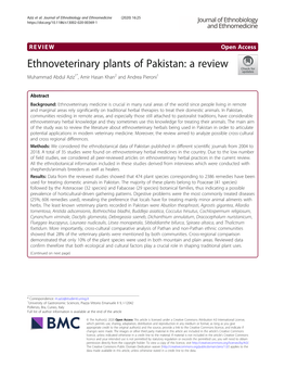 Ethnoveterinary Plants of Pakistan: a Review Muhammad Abdul Aziz1*, Amir Hasan Khan2 and Andrea Pieroni1