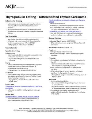 Thyroglobulin Testing – Differentiated Thyroid Carcinoma