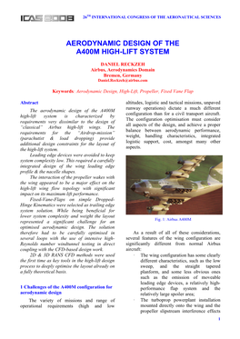 Aerodynamic Design of the A400m High-Lift System