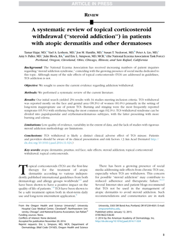 A Systematic Review of Topical Corticosteroid Withdrawal (``Steroid Addiction'') in Patients with Atopic Dermatitis