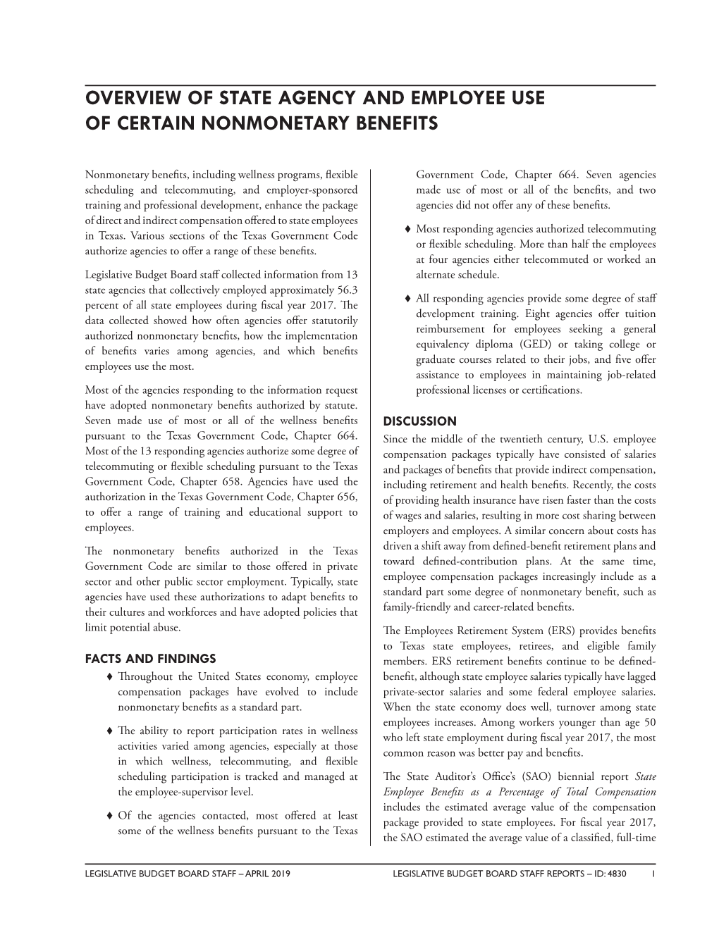 Overview of State Agency and Employee Use of Certain Nonmonetary Benefits