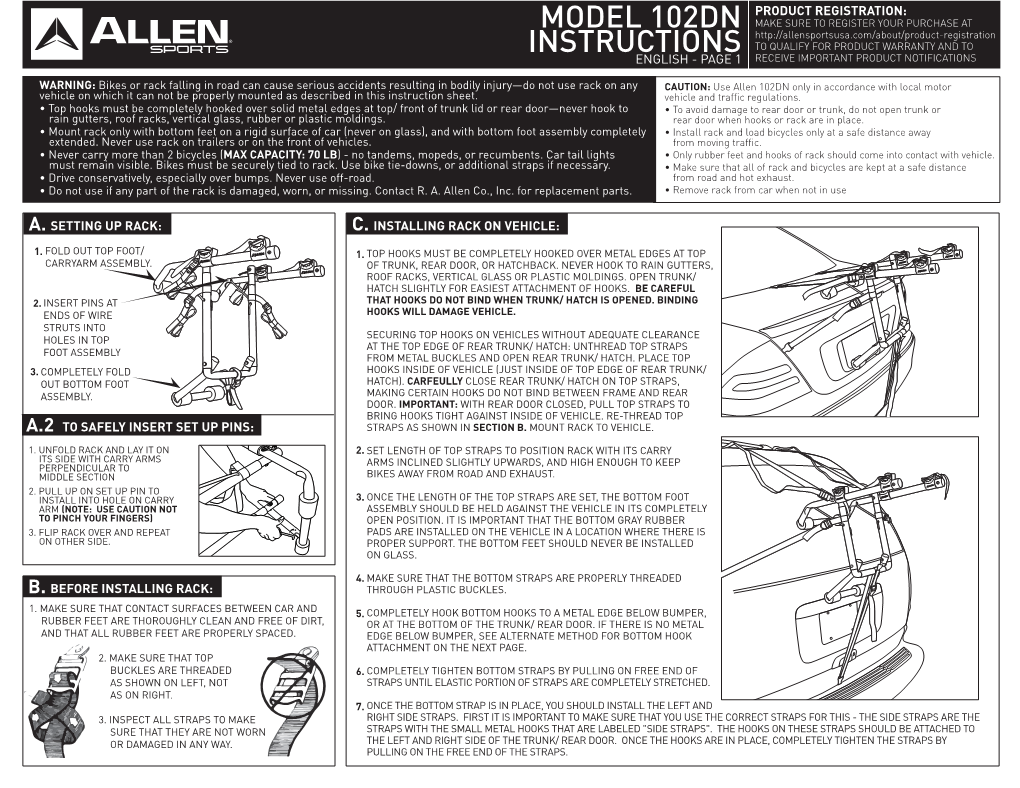 Model 102Dn Instructions English - Page 2