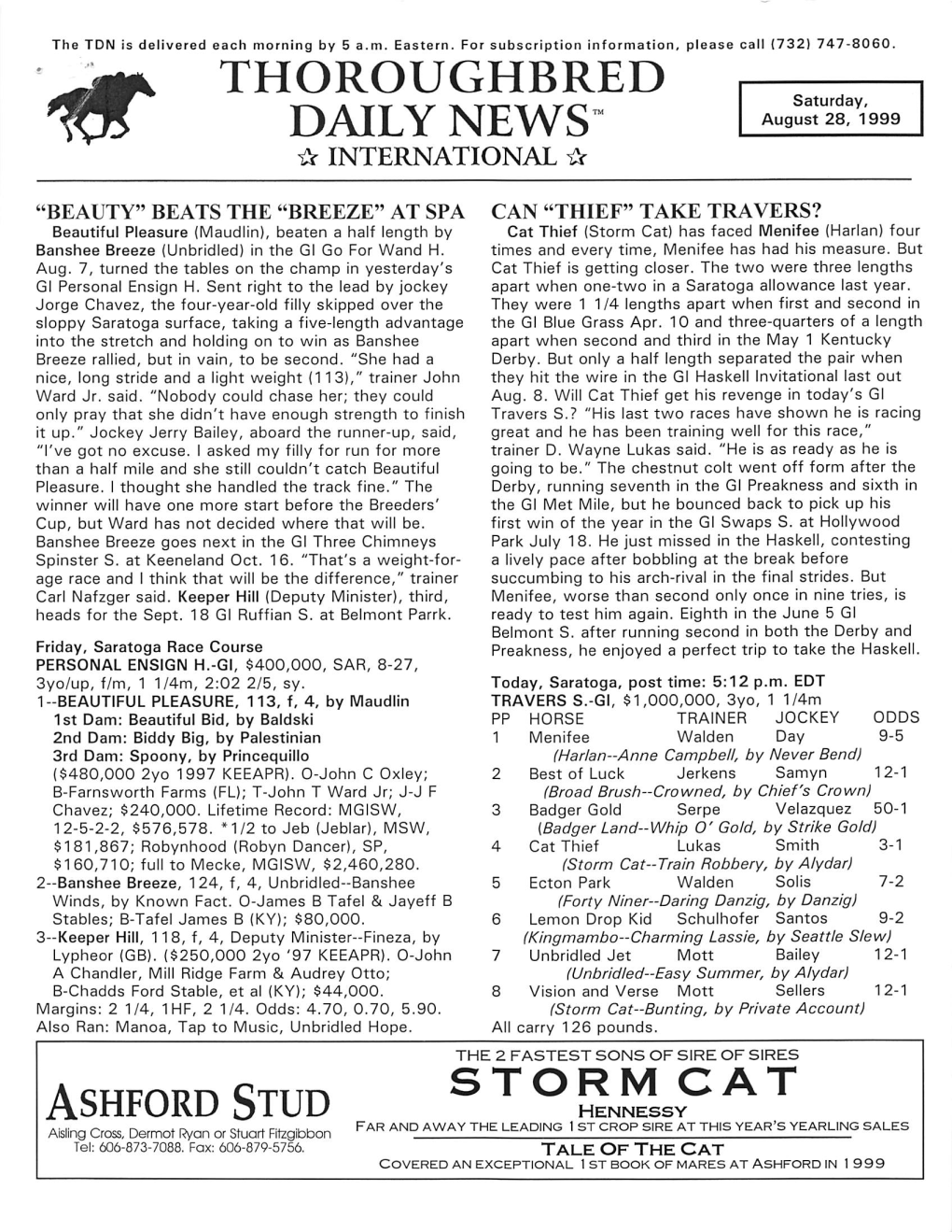 Ashford Stud HENNESSY Aisling Cross, Dermot Ryan Or Stuart Fitzgibbon Far and Away the Leading 1 Srcrop Sire at This Year's Yearling Sales Tel: 606-873-7088