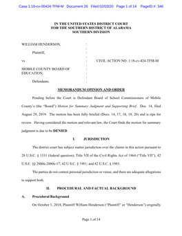 Page 1 of 14 in the UNITED STATES DISTRICT COURT for THE