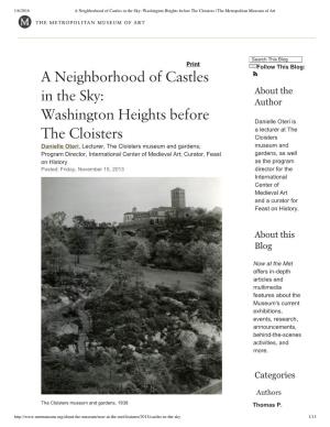 Washington Heights Before the Cloisters | the Metropolitan Museum of Art