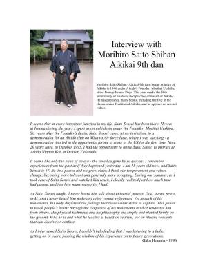 Interview with Morihiro Saito Shihan Aikikai 9Th Dan