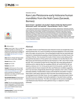 Rare Late Pleistocene-Early Holocene Human Mandibles from the Niah Caves (Sarawak, Borneo)