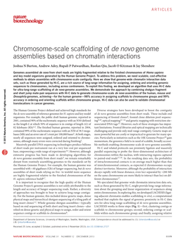 Chromosome-Scale Scaffolding of De Novo Genome Assemblies Based on Chromatin Interactions
